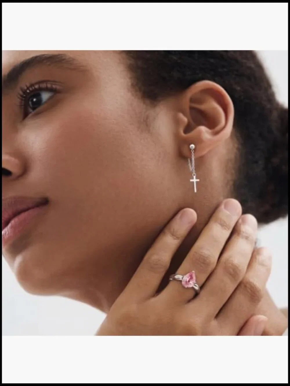 925 Sterling Silver Cross Dangle Earrings Minimalist Chain Drop Earrings for